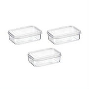 Set of 3 Lustroware Micro Clear 13 oz Food Storage Container | Set of 3 |Virtually Indestructible Tritan Body Clear | Made in Japan