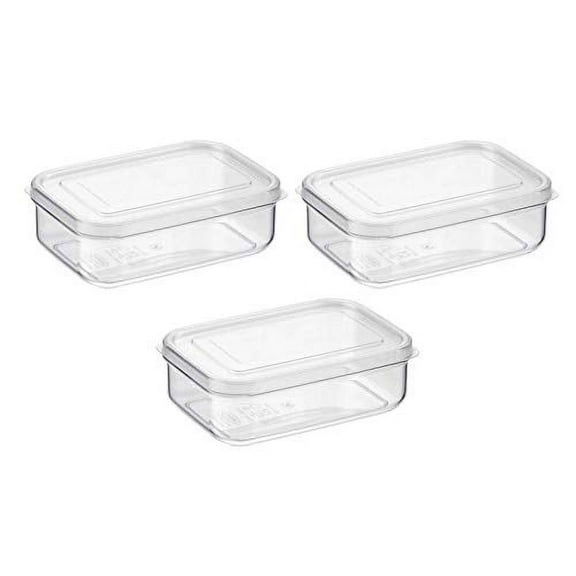 (Set of 3) Lustroware Micro Clear 21 oz Food Storage Container |Virtually Indestructible Tritan Body (Clear) | Made in Japan