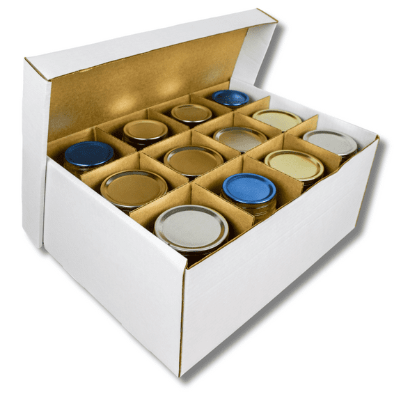 Set of 3 Mason Jar Cardboard Storage Boxes / Quart Jar Containers for Moving and Stacking