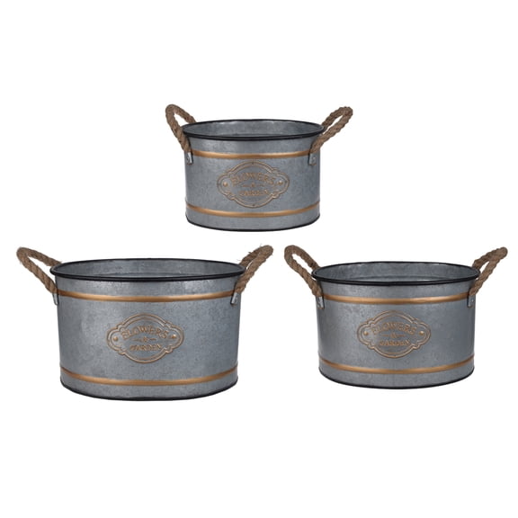 Set of 3 Metal Decorative Pots