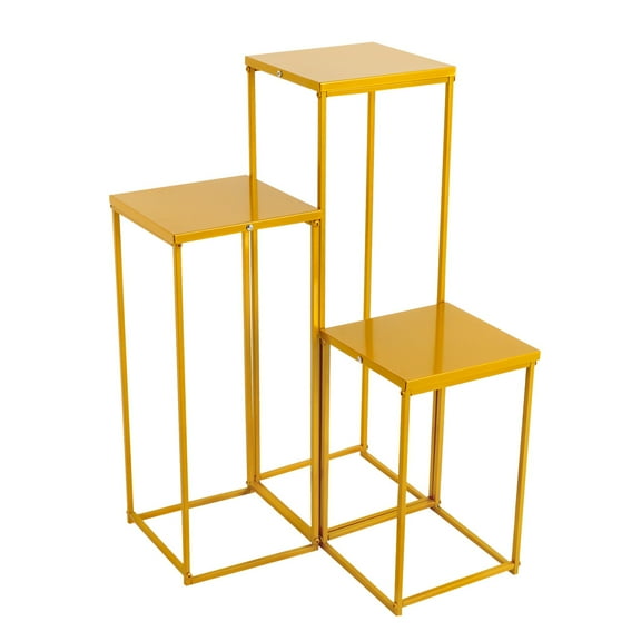 Set of 3 Metal Plant Stand Golden Nesting Display End Table Tall Pedestal Stand