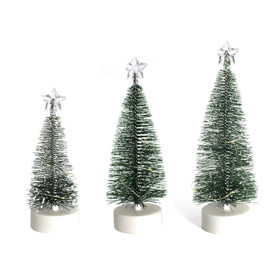 Set of 3 Mini Christmas Tree With LED Light Decoration for Living Room Desktop Bookshelf Christmas Tree