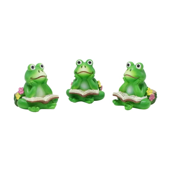 Set of 3 Miniature Frogs Statues Planter Risers for Flower Pots Drainage Feet and Garden Landscpe Decorations