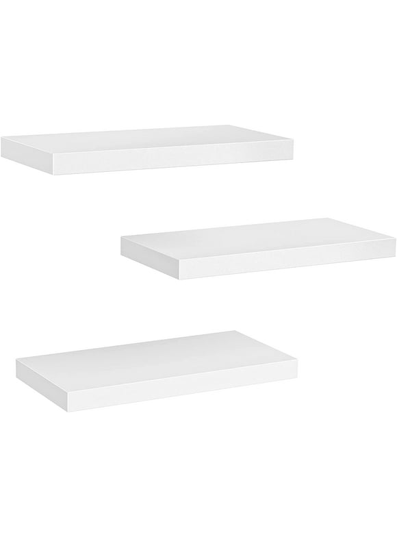 Set of 3 Modern Style Floating Shelves Wall Mounted for Decor, White