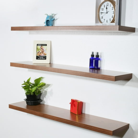Set of 3 Modern and Contemporary JD walnut Floating Shelf - 47.24*9.25*1.5 inches
