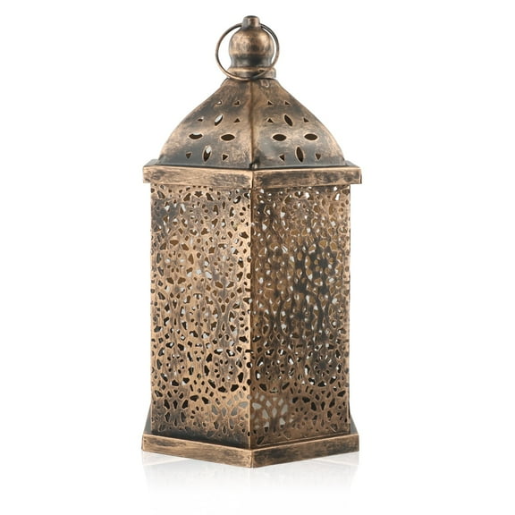 Set of 3 Moroccan Metal Lanterns Elegant Iron Hanging Decor for Festive (Large)