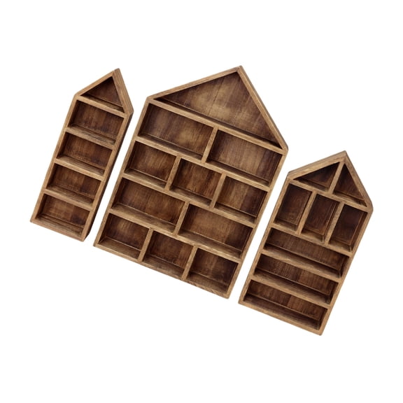Set of 3 Multip Sized Wooden Shadow Boxes Wall Display Shelves for Collectible Figures Dustproof Storage Organizersle