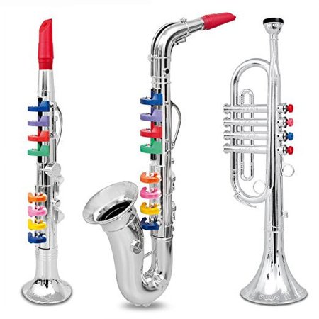 Set of 3 Music 1. Clarinet 2. Saxophone 3. Trumpet, Combo with over 10 Color Coded Teaching Songs.
