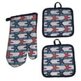 thumbnail image 1 of Set of 3, Nautical Coastal Starfish Design Printed Decorative Non-Slip, Heat Resistant Kitchen Towel Set Includes 2 Potholder, 1 Oven Mitt., 1 of 1