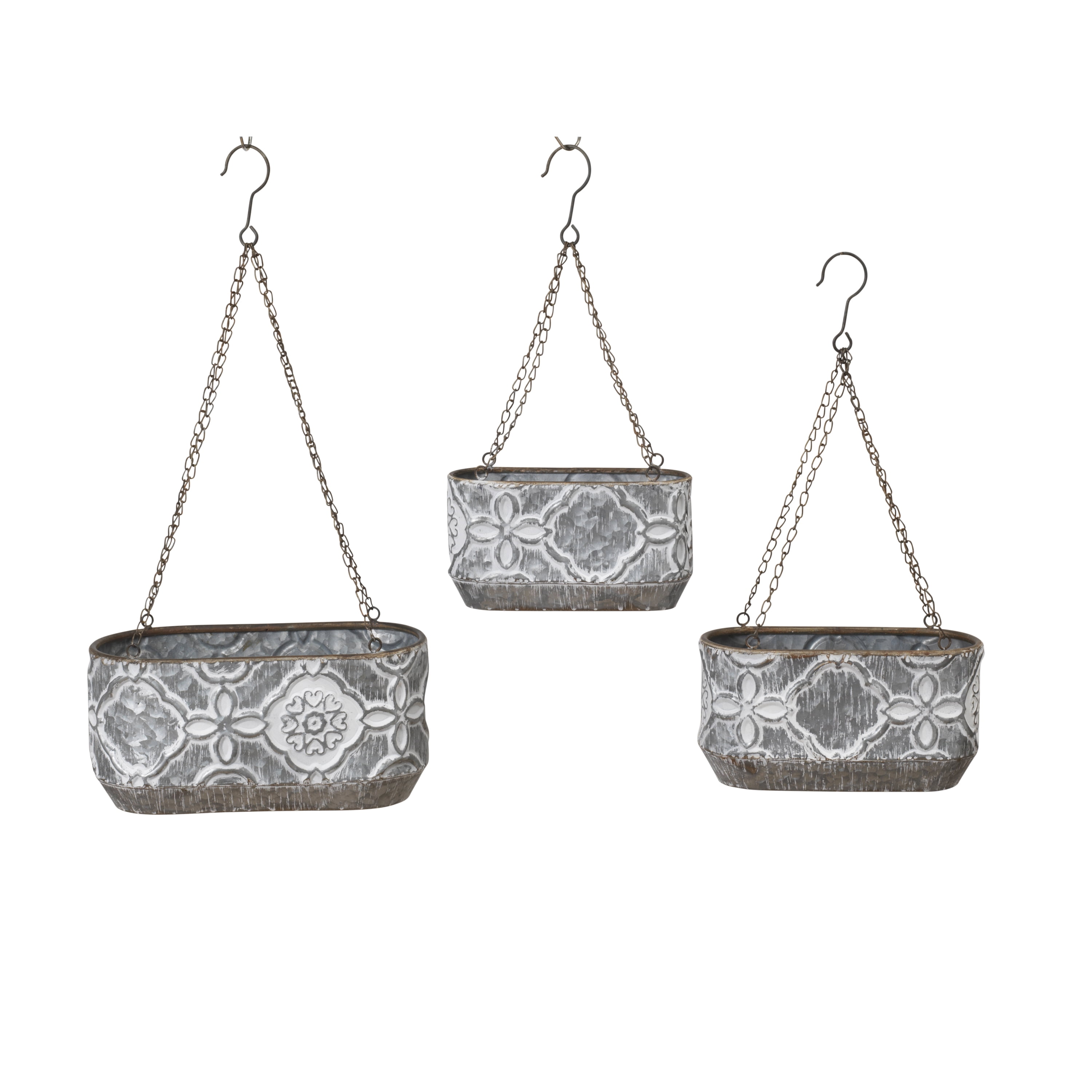 Set of 3 Nesting Farmhouse Hanging Metal Planters
