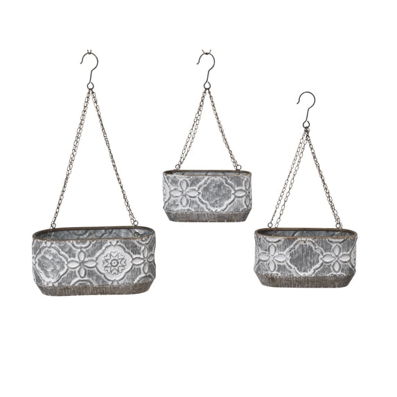 Set of 3 Nesting Farmhouse Hanging Metal Planters
