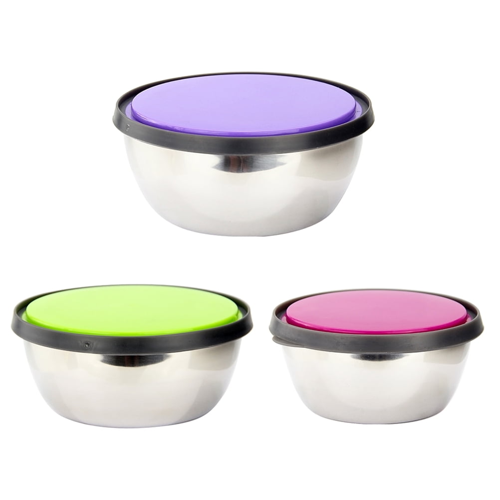 GOOHOCHY 3 Piece Set of Stackable Stainless Steel Food Containers with ...