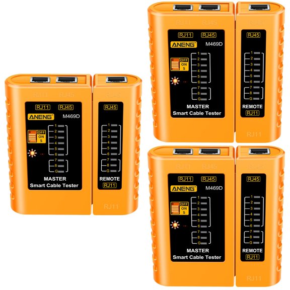 Set of 3 Network Wire Tester Telephone Cable Voltage Yellow