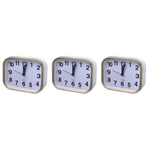 3 Pieces Quartz Analog Alarm Clock Non-Ticking Child Office