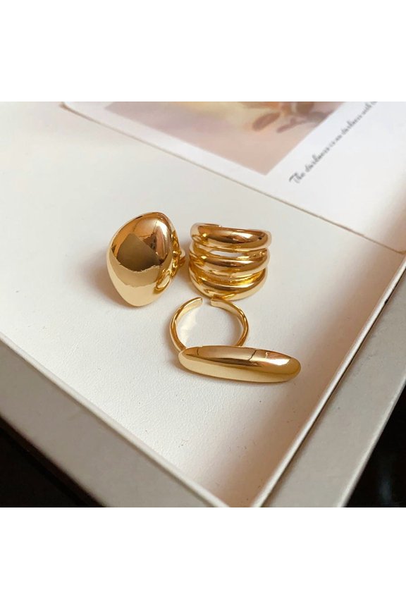 Set of 3 Opening Finger Rings Adjustable Finger Rings Open Rings Finger Jewelry Alloy Texture Present for Fashion Lover