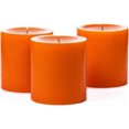 thumbnail image 1 of Set of 3 Orange Pillar Candles 3" x 3" Unscented for Weddings Home Holidays Relaxation Spa Church…, 1 of 3