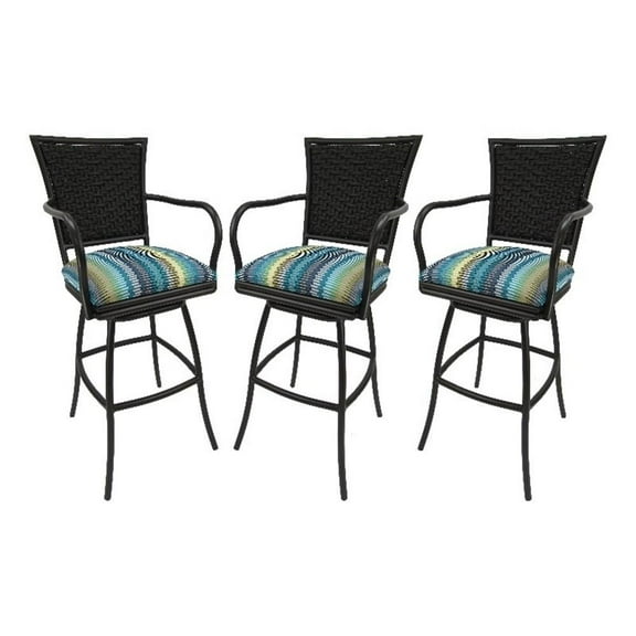 Set of 3 - Outdoor Indoor Counter 26" Bar Stool - Erin on Black Frame