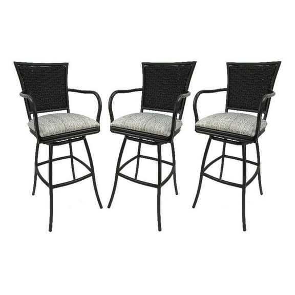 Set of 3 - Outdoor Indoor Counter 26" Bar Stool - Erin on Black Frame