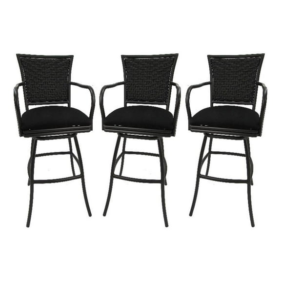 Set of 3 - Outdoor Indoor Counter 26" Bar Stool - Erin on Black Frame