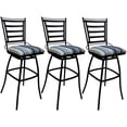 thumbnail image 1 of Set of 3 Outdoor Indoor Swivel Counter Stools Jenna Armless Blue Fabric - Black, 1 of 5