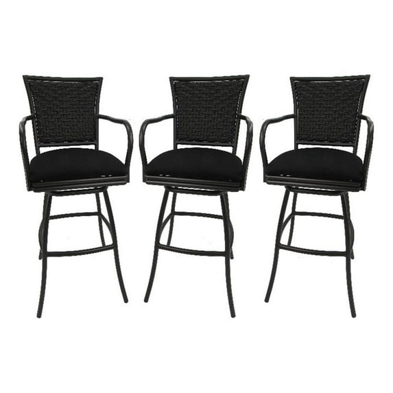 Set of 3 - Outdoor Indoor Extra Tall 34" Bar Stool - Erin on Black Frame