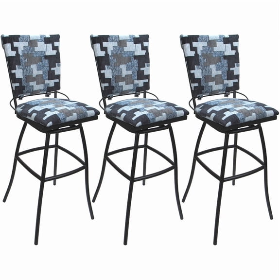Set of 3 Outdoor Indoor Extra Tall Stools Jenna PB Armless - Flint Fabric - Gray