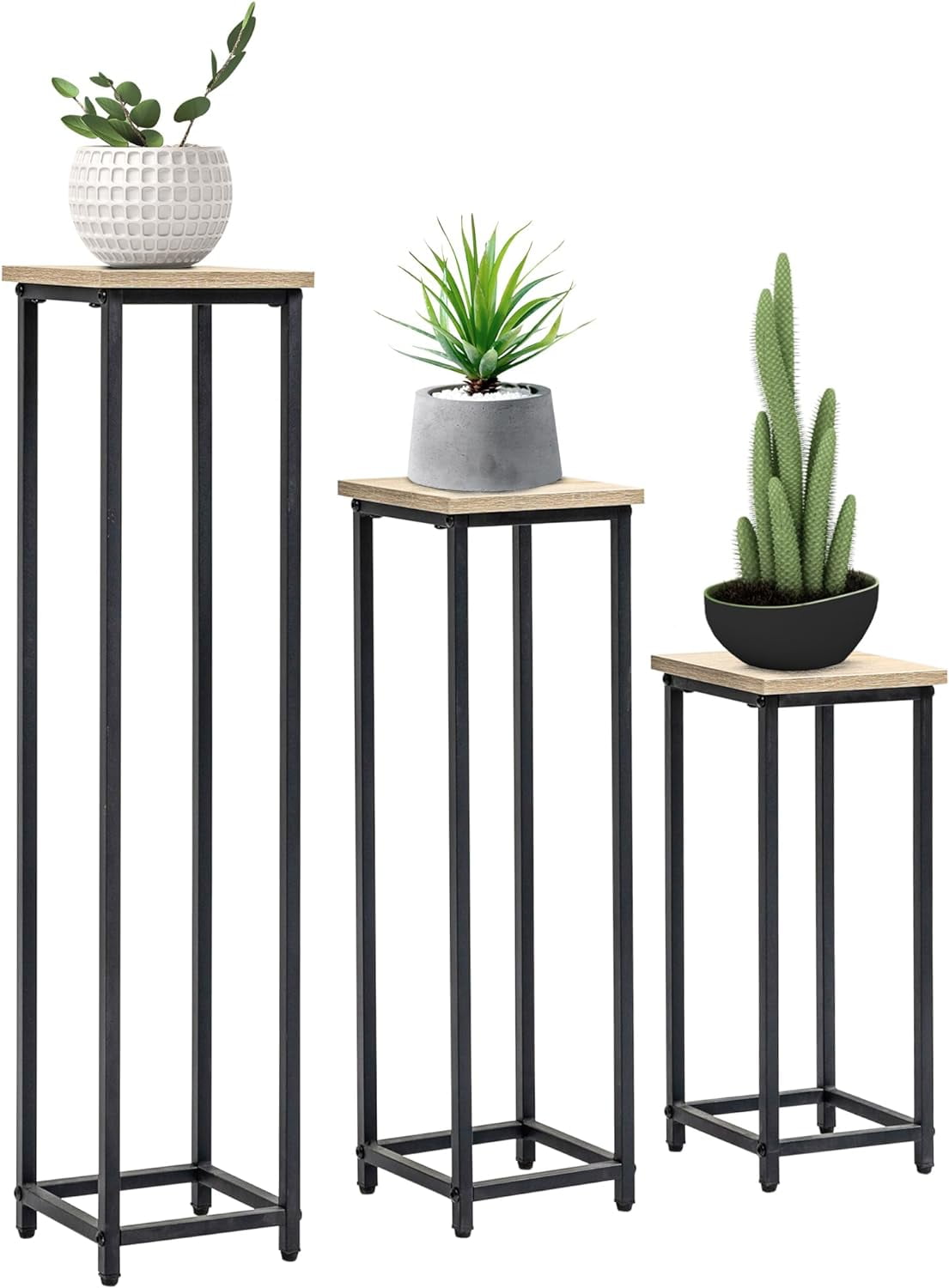 Set of 3 Outdoor Plant Stand, Display End Table, Plant Shelf Corner