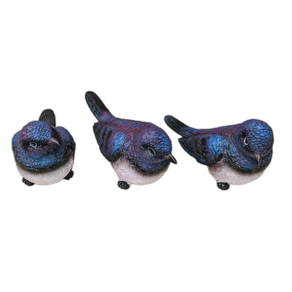 Set of 3 PURPLE BIRDS 5" Indoor/Outdoor Resin Figurines by Slifka
