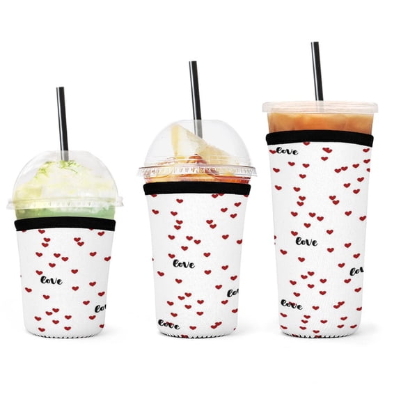 Set of 3 Packs Reusable Hot And Iced Coffee Cup Sleeve Neoprene Tumbler Sleeve Give You My Love(16,24,32oz)