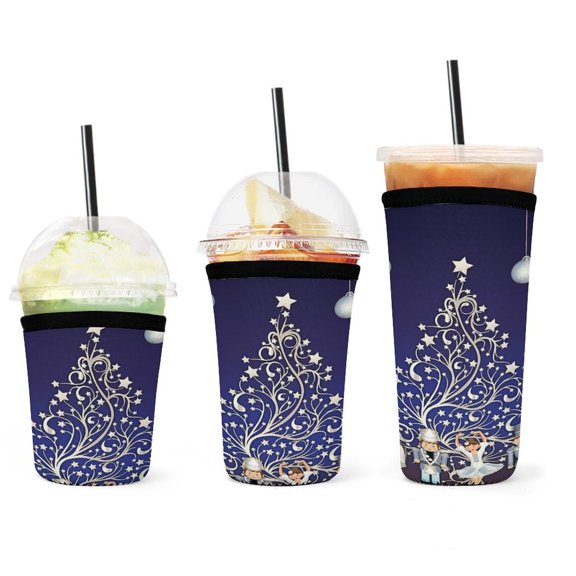Set of 3 Packs Reusable Hot And Iced Coffee Cup Sleeve Neoprene Tumbler Sleeve Nutcracker Christmas Special(16,24,32oz)