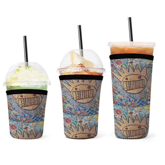 Set of 3 Packs Reusable Hot And Iced Coffee Cup Sleeve Neoprene Tumbler Sleeve Ween Boognish And Flowers(16,24,32oz)