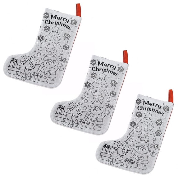 Set of 3 Paint Your Own Santa and Reindeer Christmas Stocking