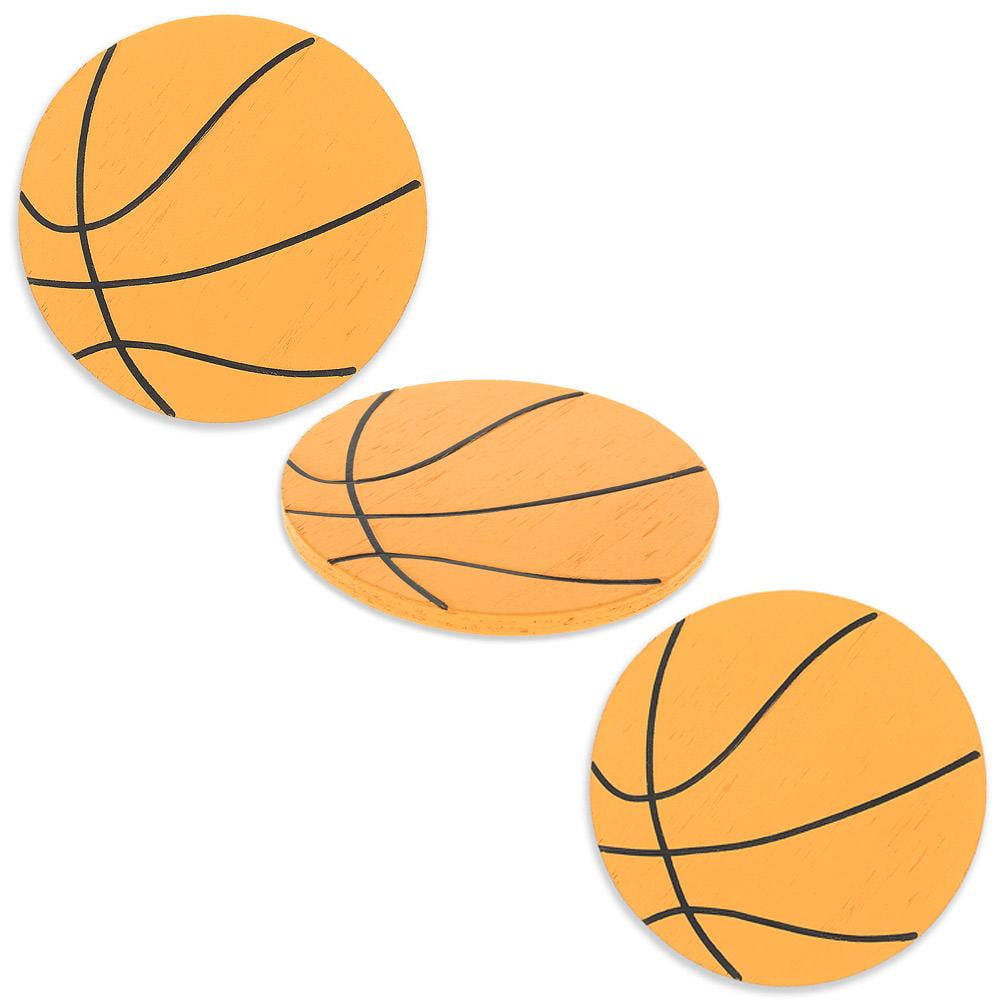 Set of 3 Painted Finished Wooden Basketball Shapes Cutouts DIY Crafts 3