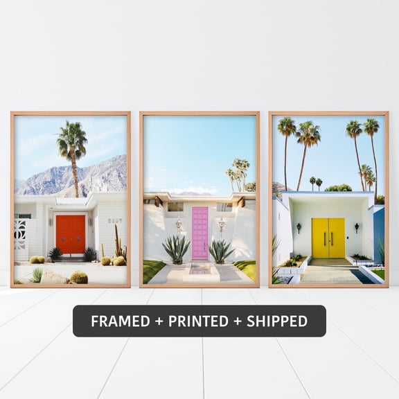 Set of 3 Palm Springs Wall Art, Mid Century Modern, California Print., Poster Only