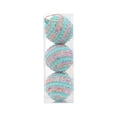thumbnail image 1 of Set of 3 Pastel Macaron Color Flocked Christmas Balls, 8cm Soft Velvet Foam Ornaments for Modern Tree Decor, 1 of 6