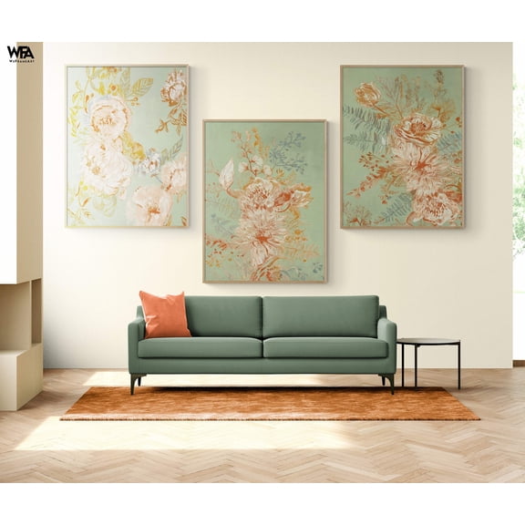 Set of 3 Peonies Painting Print, Framed Floral Decor, Peony Painting Print, Flowers Painting Wall Art, Framed Wall Art, Oversized Wall Art
