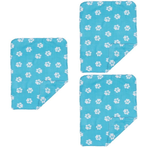 Set of 3 Pet Towel Shield Hair Blanket White Paw Print Travel