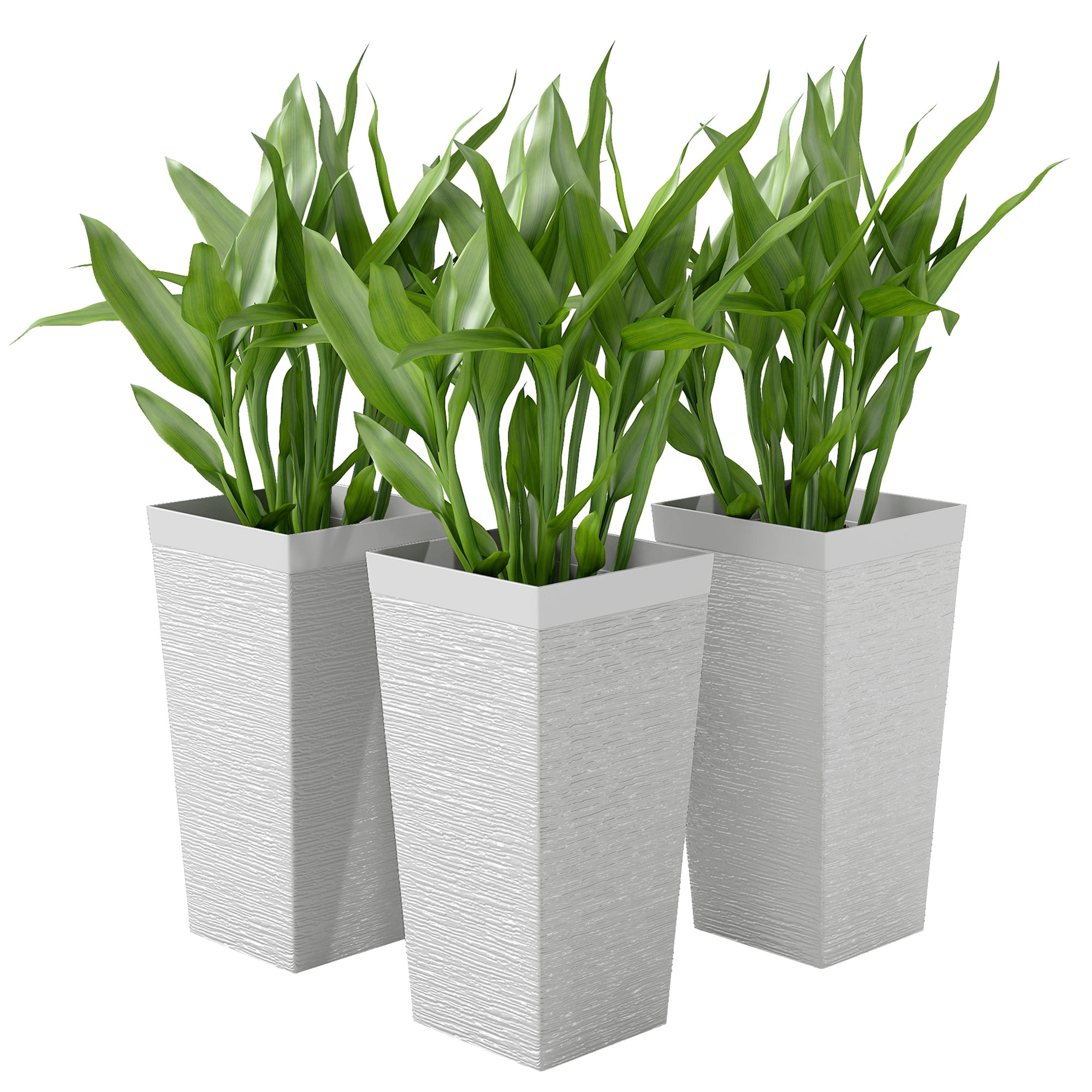 Set of 3 Plastic Flower Pots
