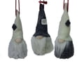 thumbnail image 1 of Set of 3 Plush Gray and Cream Decorative Gnome Hanging Christmas Ornaments 3.75", 1 of 2