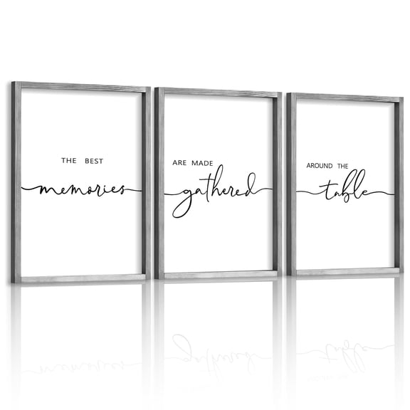 Set of 3 Poster Farmhouse Memories Around the Table Wall Art Kitchen and Dining Room Quote Prints for Home Decor, Stretched Canvas