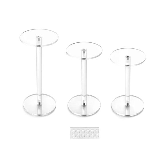 Set of 3 Premium Clear Acrylic Round Display Stands Riser QWORK