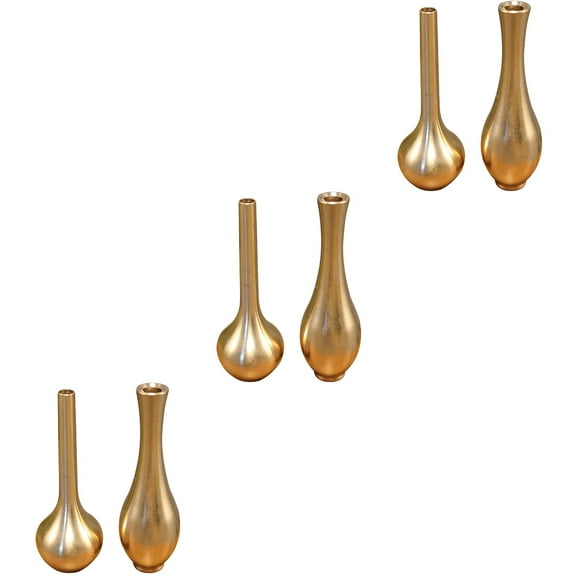 Set of 3 Pure Copper Vase Cylinder Decorative Gold Vases Golden