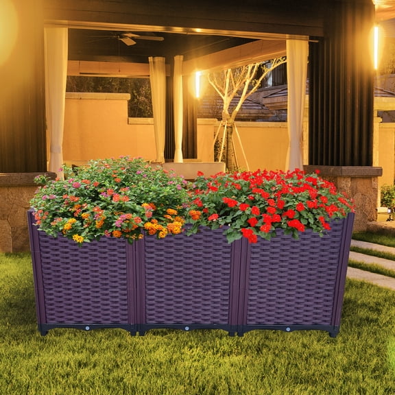 Set of 3 Raise Garden Bed Self-waterproof Plant Grow Box Indoor Outdoor for Herb