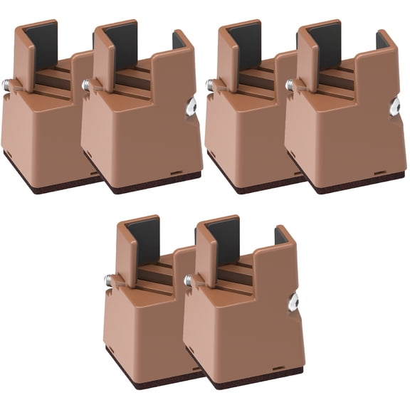 NUOLUX Adjustable Bed Risers Heavy Duty Furniture Lifter Light Brown 6Pcs