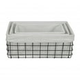 thumbnail image 1 of Set of 3 Rectangular White Lined and Metal Wire Baskets, 1 of 4
