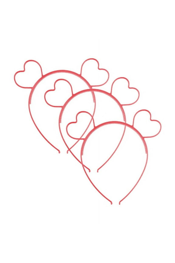 Set of 3 Red Heart Headbands  Perfect for Valentine's Day and Festive Events