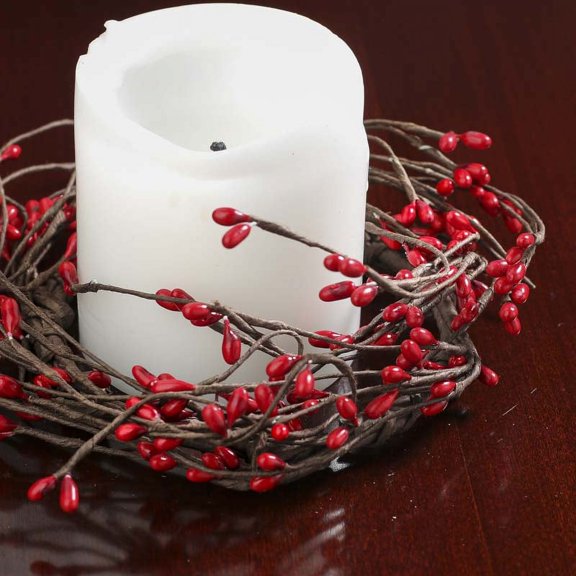 Set of 3 Red Pip Berry Candle Rings by Factory Direct Craft: Add a Touch of Rustic Elegance to Your Home Dcor
