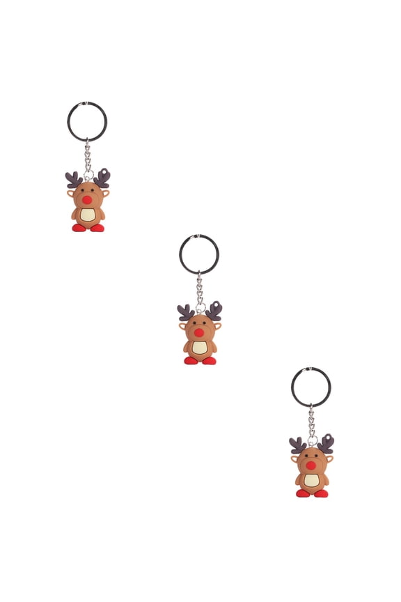 WEUVEB Brown 3D Reindeer Keychain For Decoration 3Set 1.2x3.1x0.6in