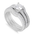 thumbnail image 1 of Set of 3 Round Center Cubic Zirconia Ring Wedding Set Sterling Silver 925, 1 of 3