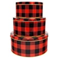 Set of 3 Round Holiday Decorative Nesting Tins Largest Measures 8 in